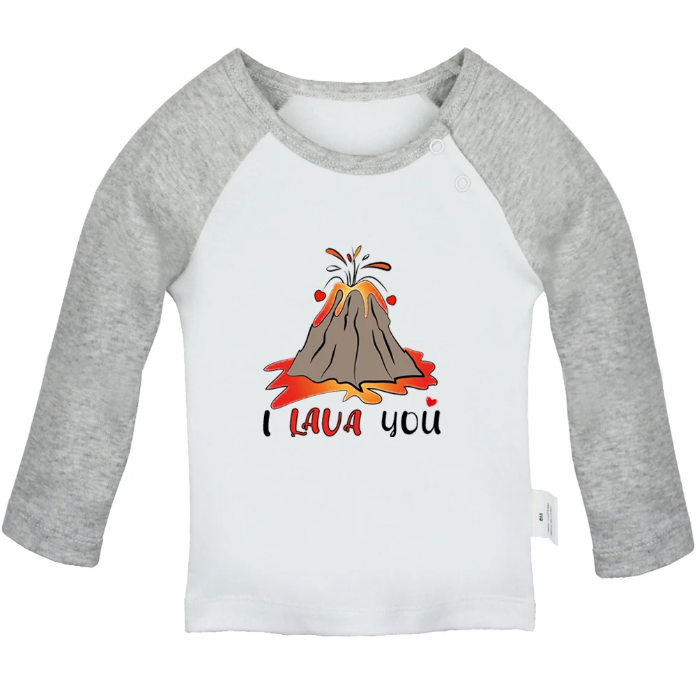 iDzn New I Lava You Fun Baby T-shirts Cute Boys Girls Tops Infant Long Sleeves T shirt Newborn Soft Clothes Kids Best Presents