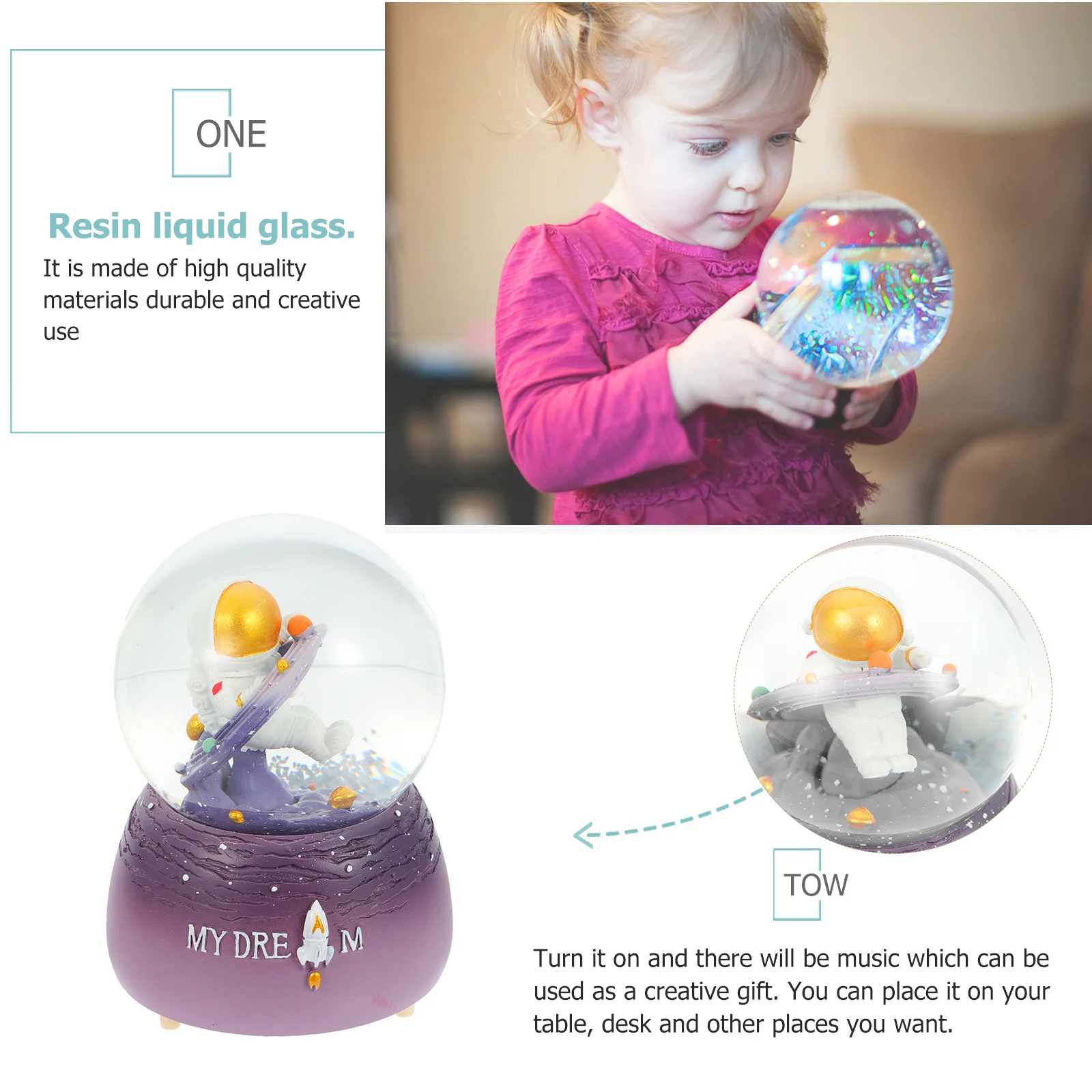 

Music Box Home Decoration Tabletop Adornment Decorate Crystal Ball Resin Glass