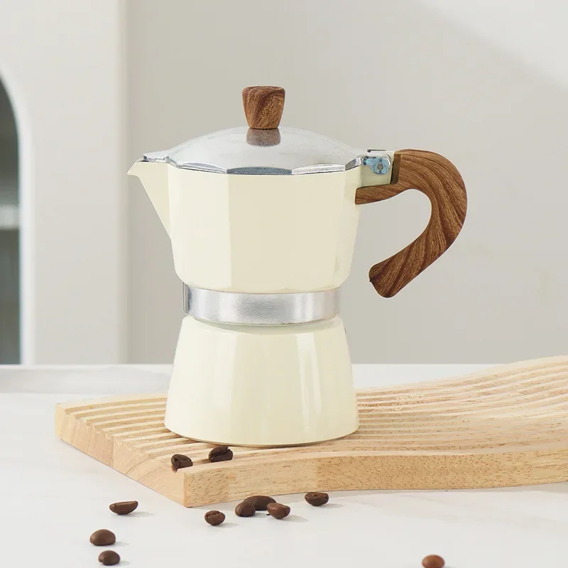 1/3/6 Espresso Cups  Vintage Wooden Handle Electric Espresso Machine Moka Pot Classic Italian Portable Cafe Tool Kitchen Cafe