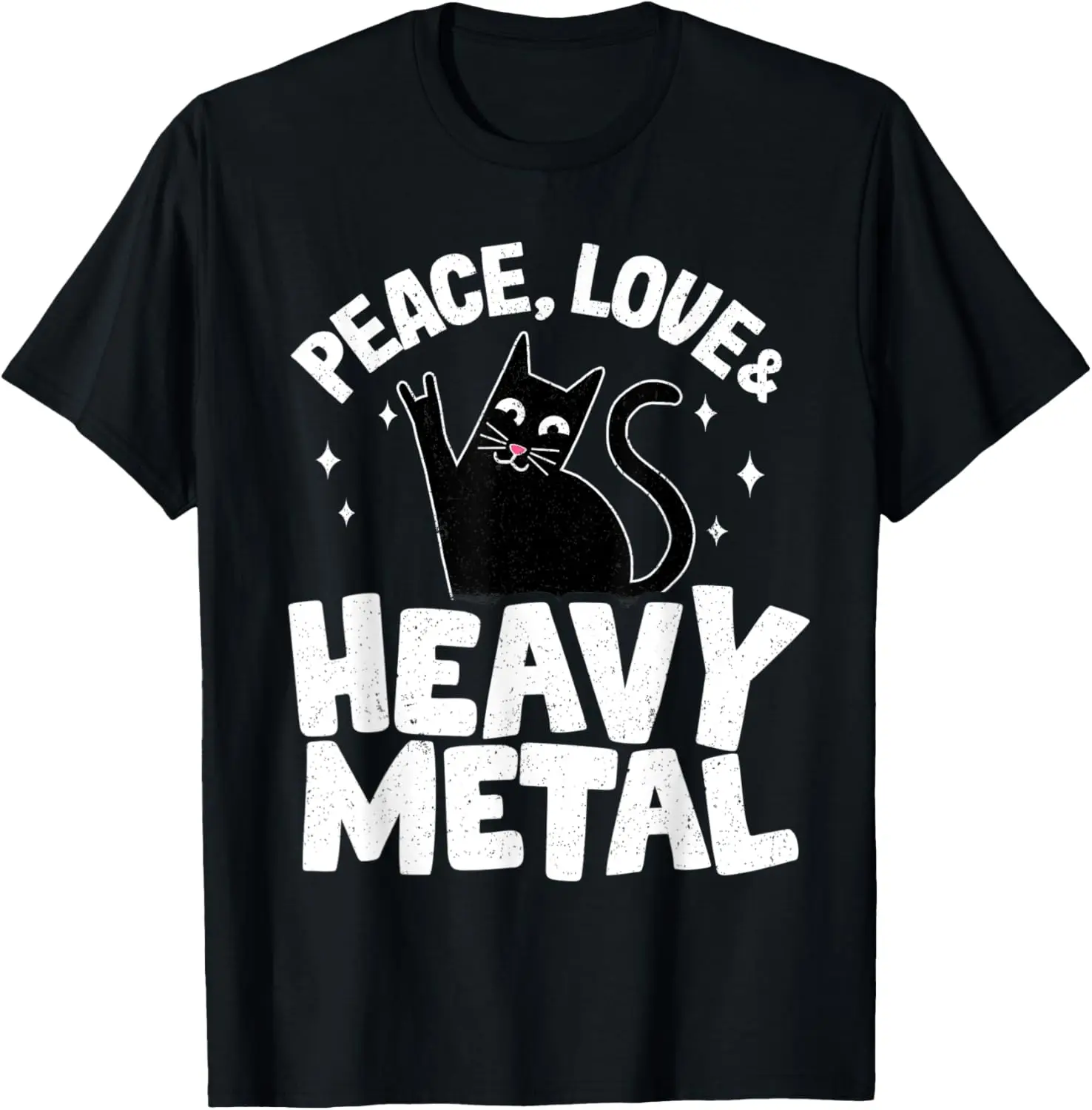 

Футболка с надписью «Peace, Love & Heavy Metal»