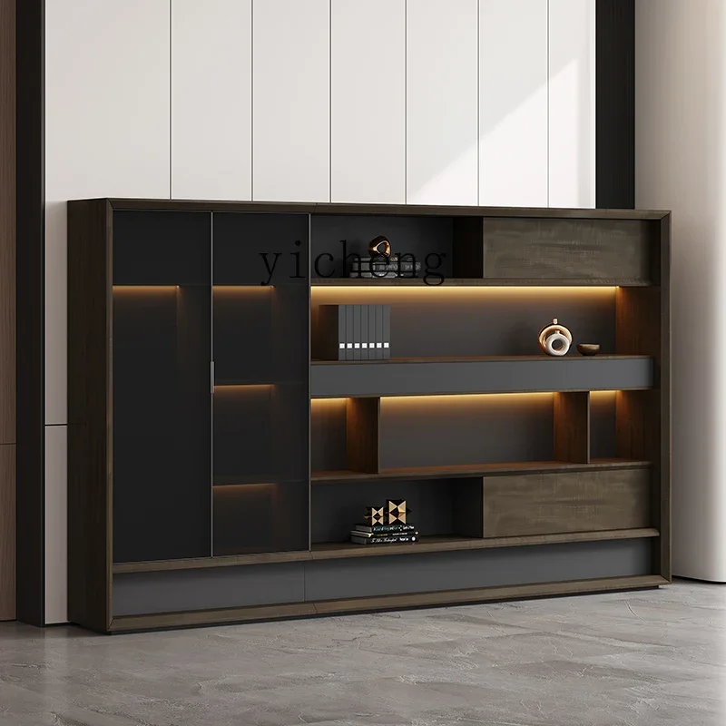 DSA  high-end file cabinet light luxury chairperson's office background cabinet atmospheric wooden sliding door bookcase