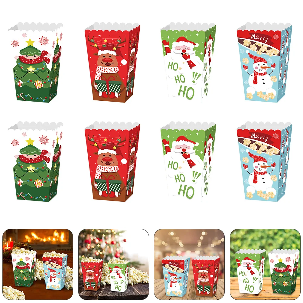 12 Pcs Popcorn Box Boxes Stylish Storage Container Xmas Pattern Wrapping Paper Festive Baby