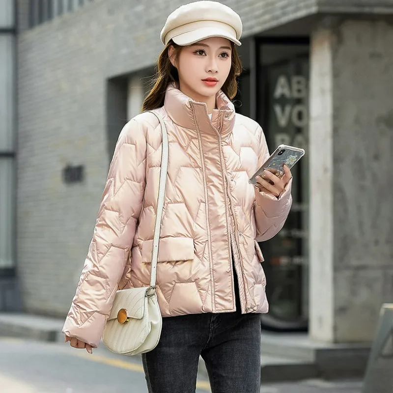 

2023 New Women Down Cotton Coat Winter Jacket Female Warm Thickened Parkas Fashion Stand Collar Outwear Short Size Slim Overcoat