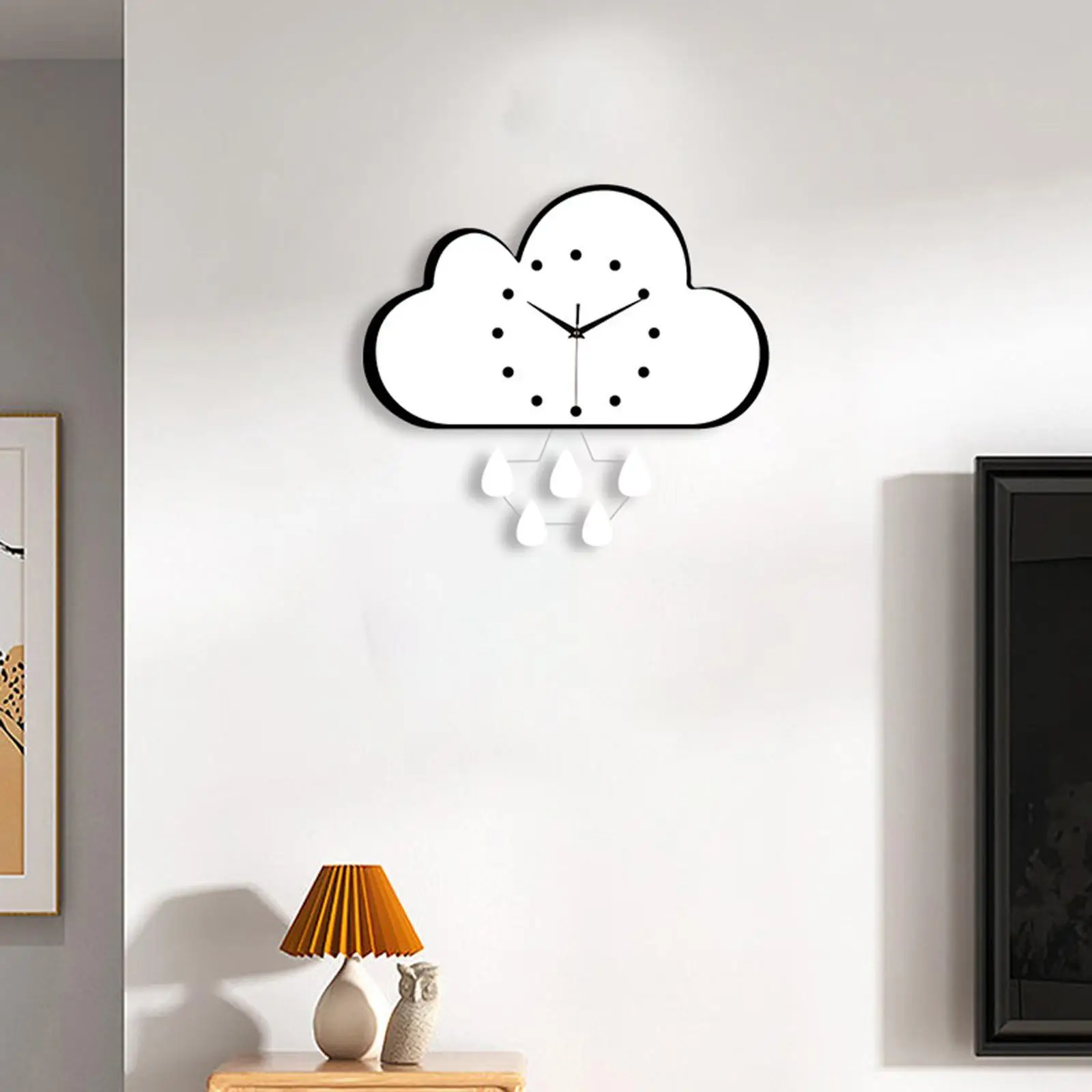 Cloud and Raindrops Acrylic Wall Hanging Clock 11.8x11.8inch for Guest Room