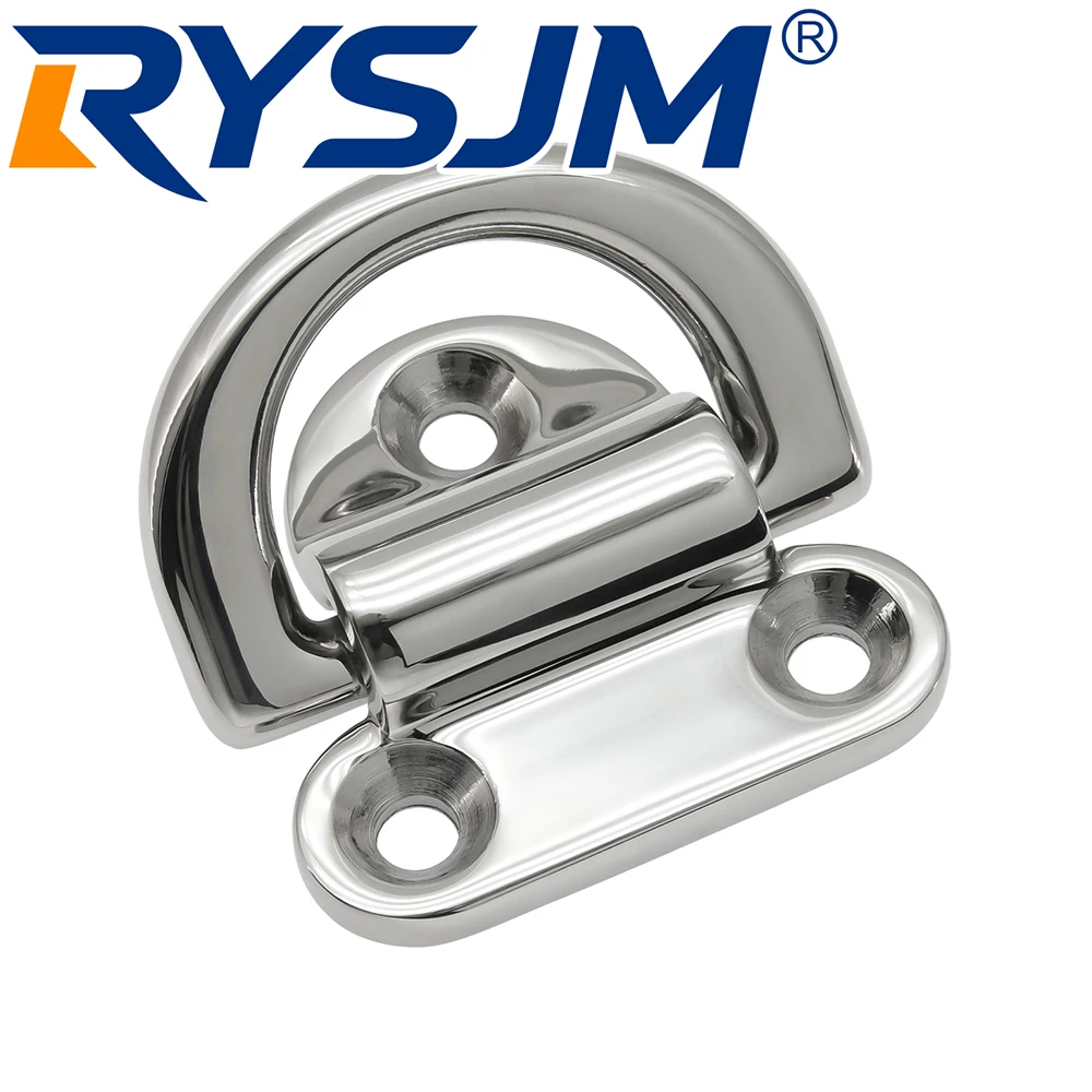 1PCS Boat Yacht 316 Stainless Steel Dring Deck 6mm,8mm,10mm Mirror Polish Marine Grade Folding Pad Eye Lashing Tie Down Cleat