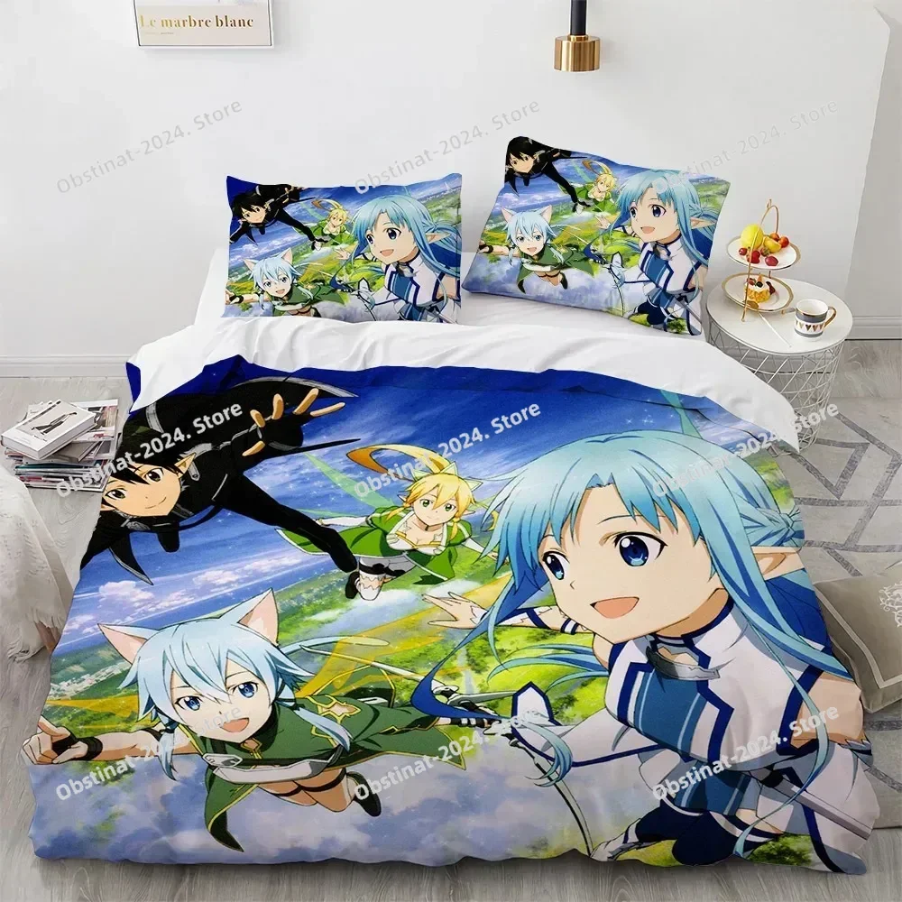 

Sword Art Online Bedding Set Printed Bed Set With Pillowcase Duvet Cover Soft Single Double Queen Super King Size Adults Kids