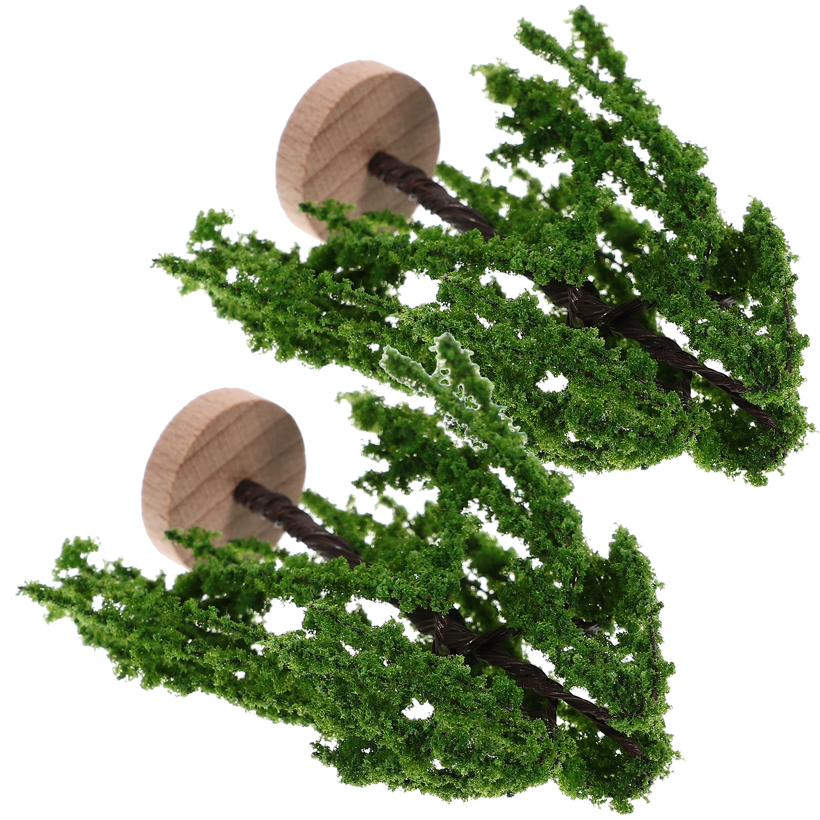 

2Pcs Simulation Landscape Tree Mini Decor Wood Small Garden Sand Table Christmas Holiday Display Props Scenery Model Street