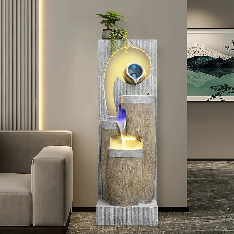 Modern feng shui wheel circulating water fountain landing generating wealth office entrance landscaping decoration l