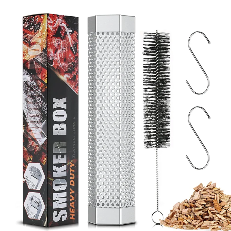 

Pellet Smoker Tube 12inch Stainless Steel BBQ Wood Pellet Tube Smoke for Cold/Hot Smoking Works with Electric Gas