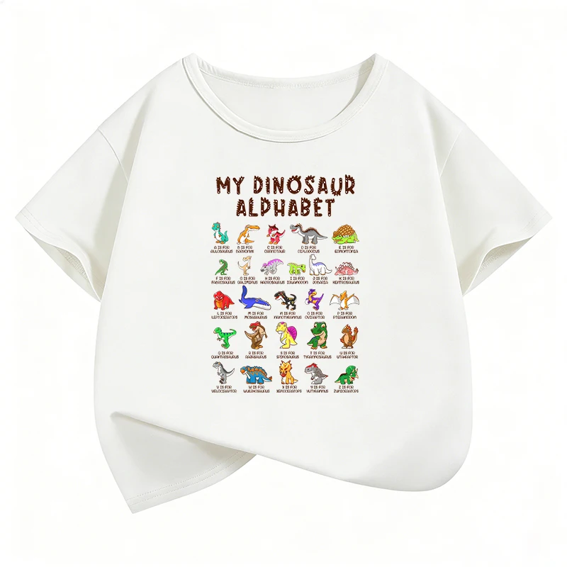 T-Shirt Funny Animal Dinosaur Printed T Shirt Girls' Summer Manga Short Sleeve Tops T-Shirts Cute Boys Clothing