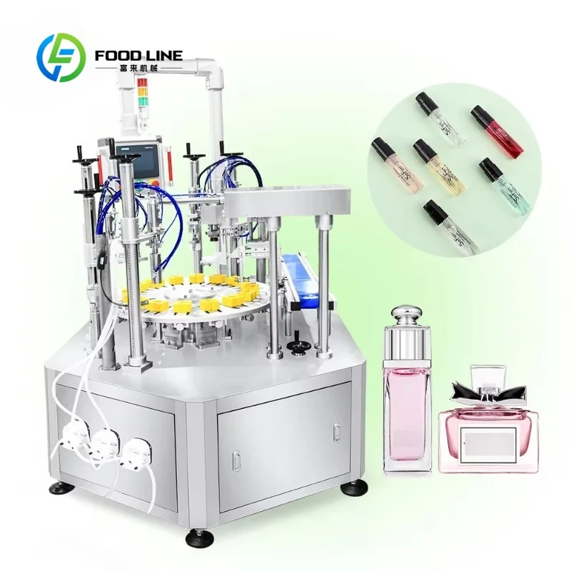 Custom Made  Semi Automatic  Vacuum Filling Rotary Small Perfume Bottle Filling Capping Machine Production