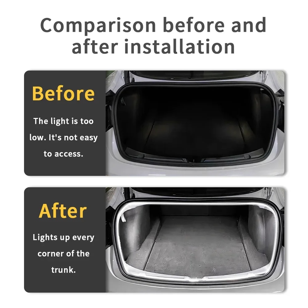 Car Tailgate LED Strip Light Kit RGB 12V APP Control Waterproof for Tesla Model 3 Model Y Rear Trunk Ambient Interior Lighting