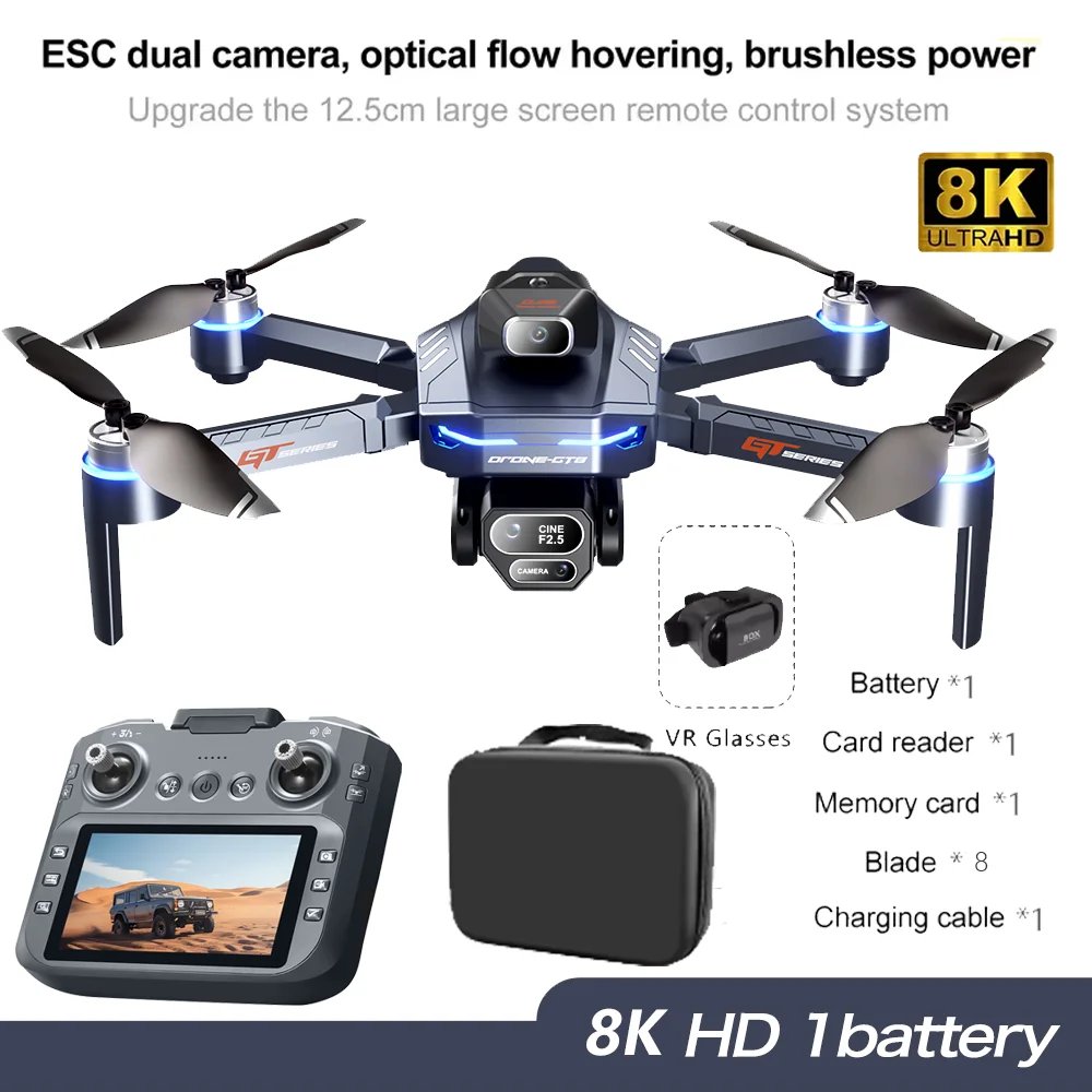 GT8 Drone 8K HD Professional Dual Cameras WiFi Optical Flow Positioning Brushless UAV With Screen Obstacle Avoidance RC Drone To image 3