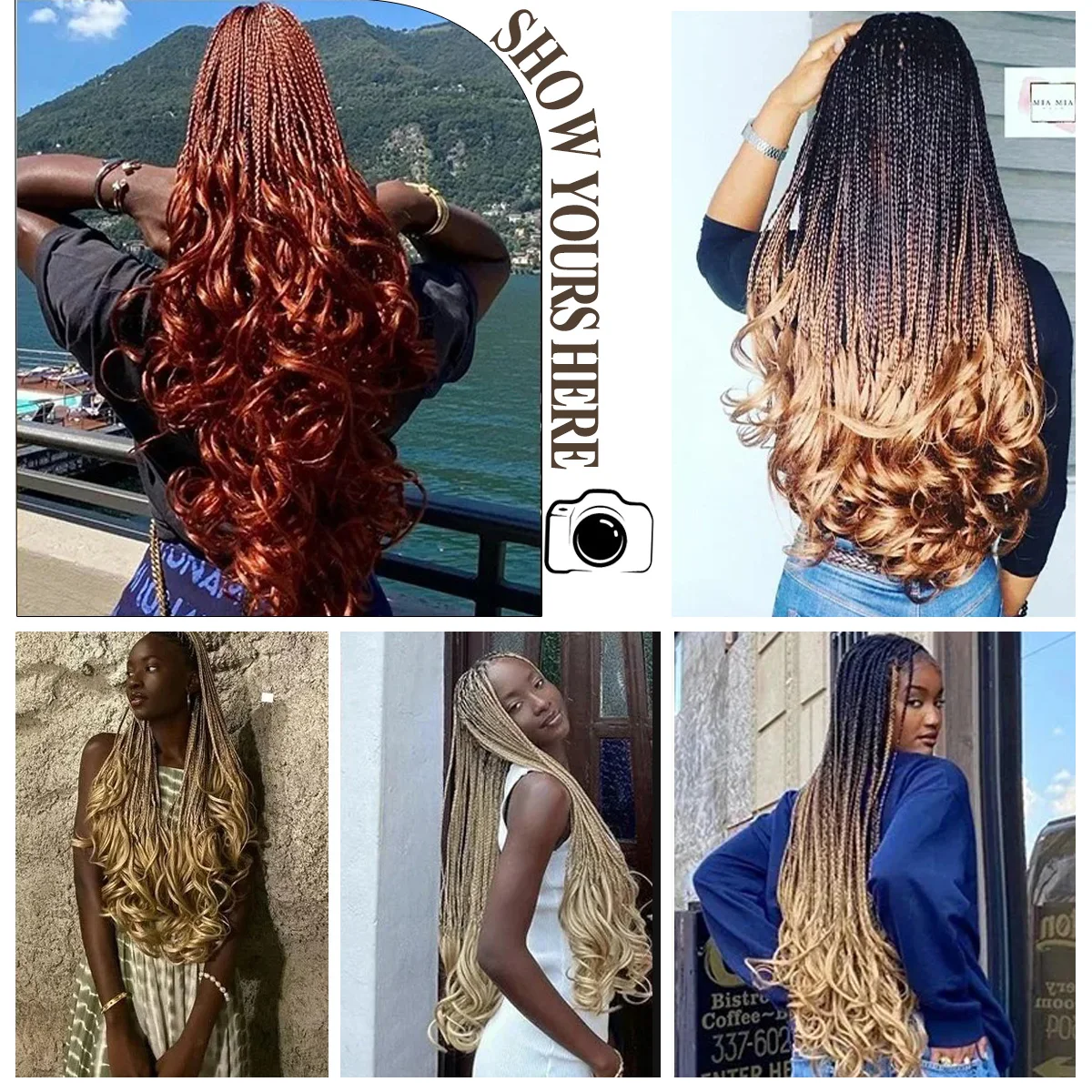 Французские вьющиеся волосы для плетения коробочных косичек, 8 упаковок, 22 дюйма, 100 г/упак., свободные волнистые плетения волос, коричневые, омбре, вязаные крючком, испанские вьющиеся