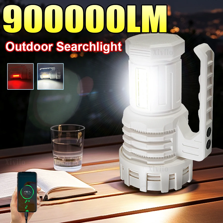 

900000LM Camping Lights Powerful Work Light Rechargeable Lamp Waterproof Searchlight Side Light Super Bright Flashlight Fishing