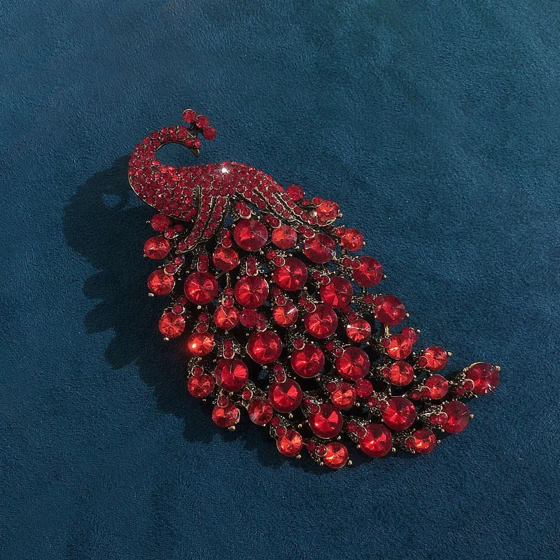 Exquisite Crystal Peacock Big Size Brooch Luxury Nobal Jewelry Unisex Rhinestone Coat Accessories Phoenix Pin Animal Corsage