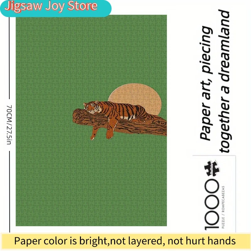 1000ピース タイガー ツリー スタンプ サンセット ジグソーパズル - 高品質の厚紙、ポータブル、中級スキルレベル、長方形、I
