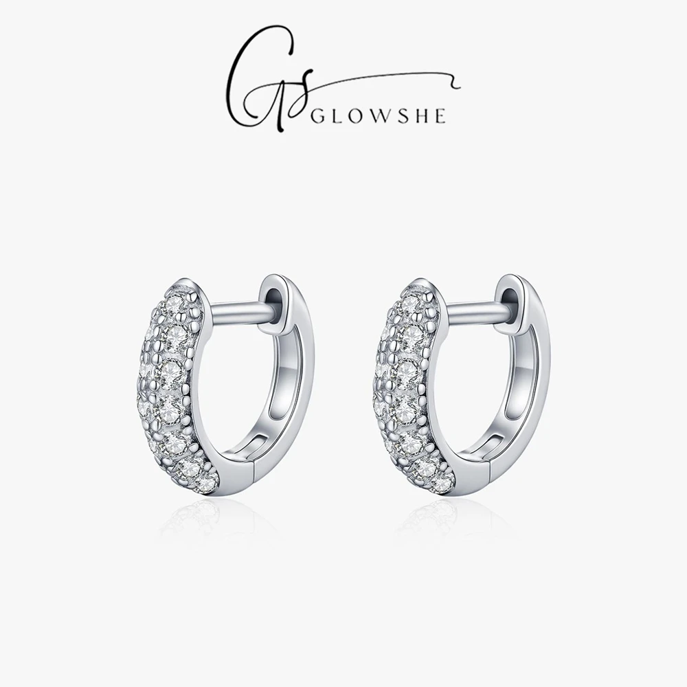 

Glowshe 100% 925 Sterling Silver Moissanite Hoop Earrings Classic High Quality Fine Jewelry Women's Hypollergenic Earrings Gifts