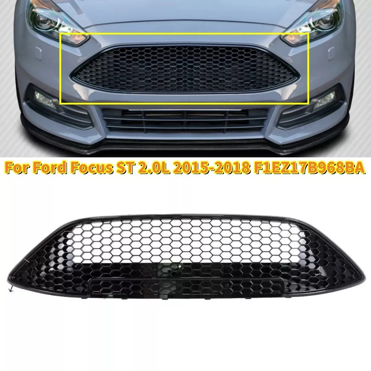 Car Front Bumper Radiator Grille For Ford Focus ST 2.0L 2015 2016 2017 2018 Honeycomb Mesh Front Grill F1EZ17B968BA