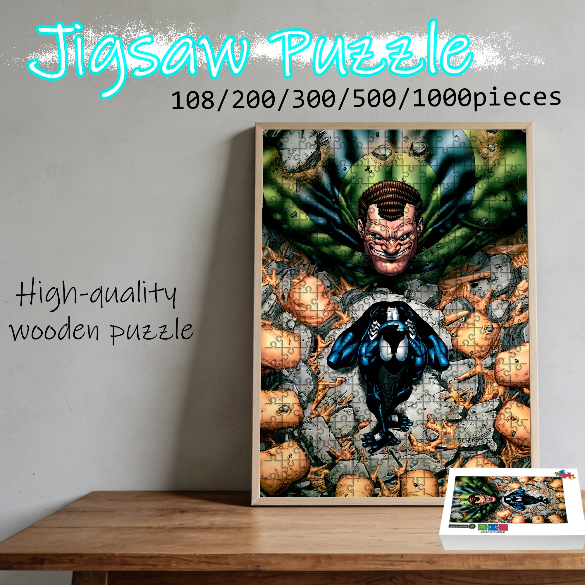 

Wooden Jigsaw Puzzle 108/200/300/500/1000 Pcs, Spider-Man Sandman Comic Puzzle, High-Definition Print, Vivid Colors & Durable Wo
