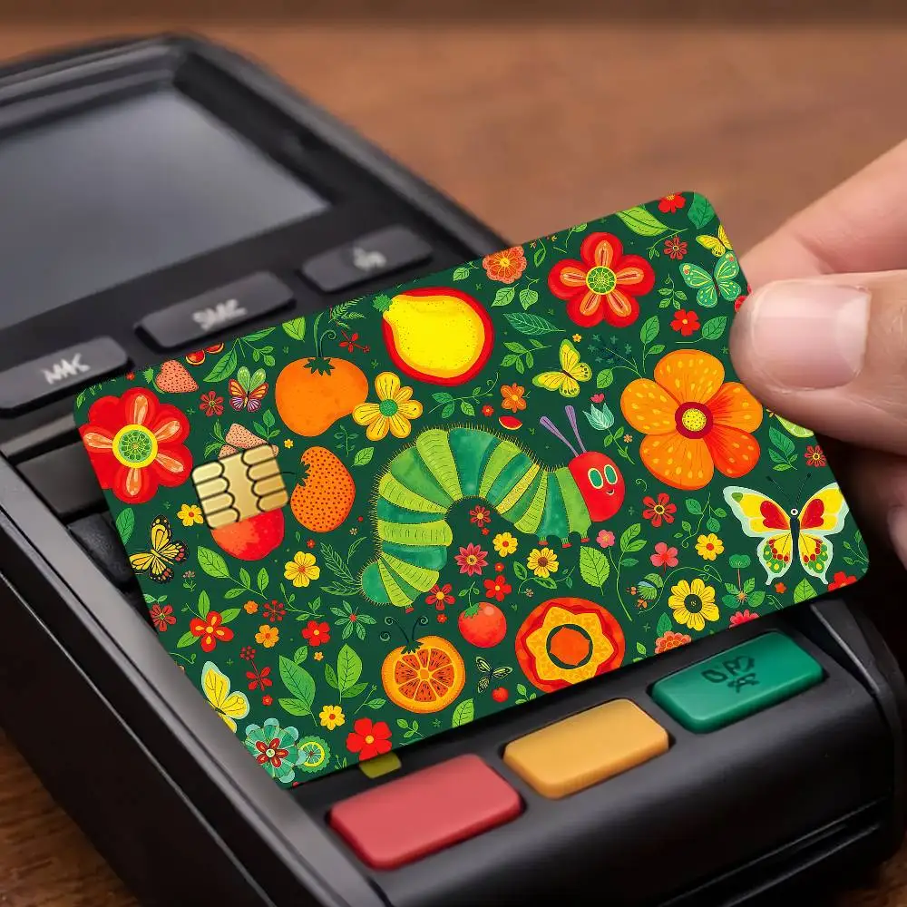 The Very Hungry Caterpillar Credit Card Public Transportation Cards Protective Sticker Waterproof Card Face Decoration 4PCS