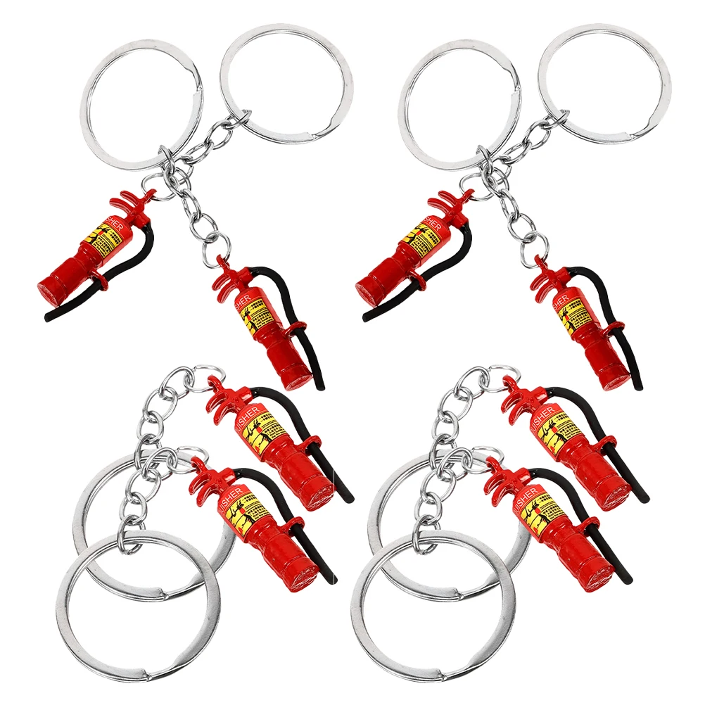 

8pcs Fire Keychain Pendant Car Key Hanging Ornament Gifts Packaging Hanging Firefighter Key Chain Box Decor