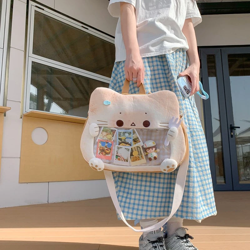 Richme Aesthetic Women Ita Bags 2025 Kawaii Cat Clear Window DIY Badge Mochilas Para Mujer Casual Daily Shoulder Bolso Mujer