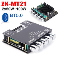 12V 24V Subwoofer Digital Power Amplifier Board ZK MT21 100W 2.1 Channel AUX Audio Stereo Bluetooth-compatible 5.0 Bass Amp