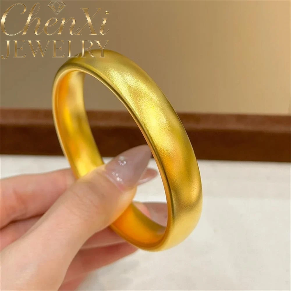 

High-End Sand Gold Tire Wide-Sided Bracelet Luxury Quality Fashion Fine Jewelry Exquisite Elegant Popular Best Charms Young Gift