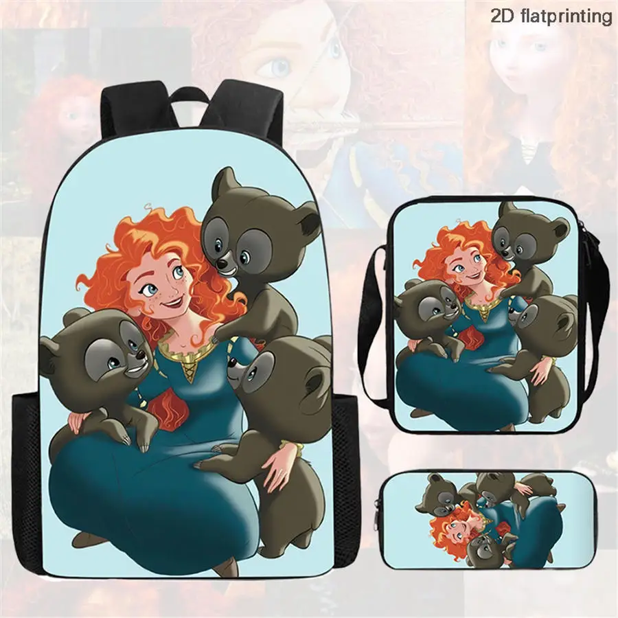Cartoon Brave Style Children's School Backpack, Equipped With a Lunch Bag and Pencil Case, Suitable For Boys and Girls Aged 4-9