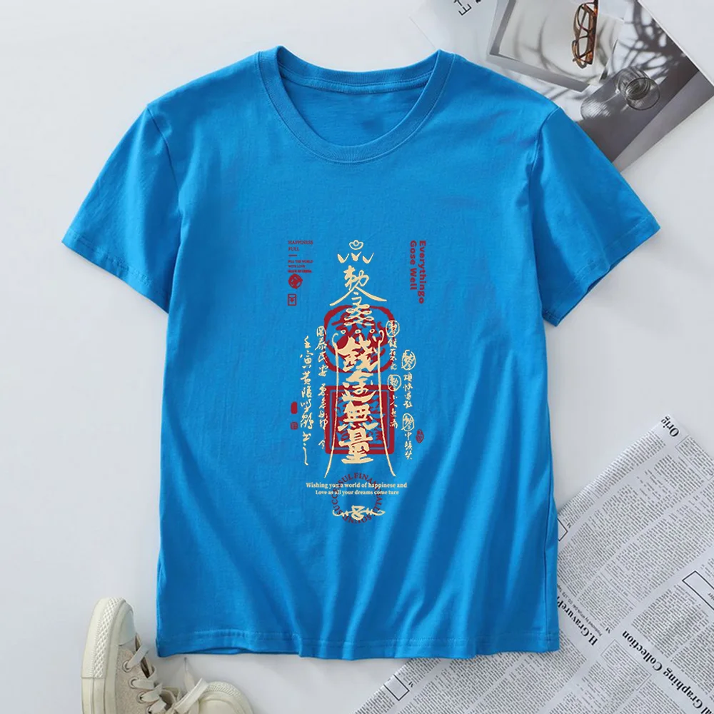 JFUNCY 2024 kadın T-Shirt Harajuku ay baskılı grafik T shirt kadın kısa kollu yaz kadın pamuk Tee kadın Tshirt Tops
