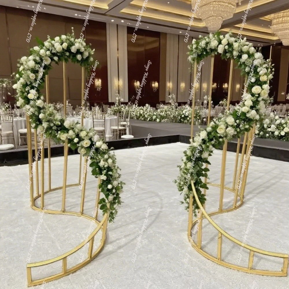2pcs f30 Wedding Events Stage Decoration Waterweed Shaped Backdrop Frame S Wavy Metal Arch Stand Wedding floral Wall Backdrop
