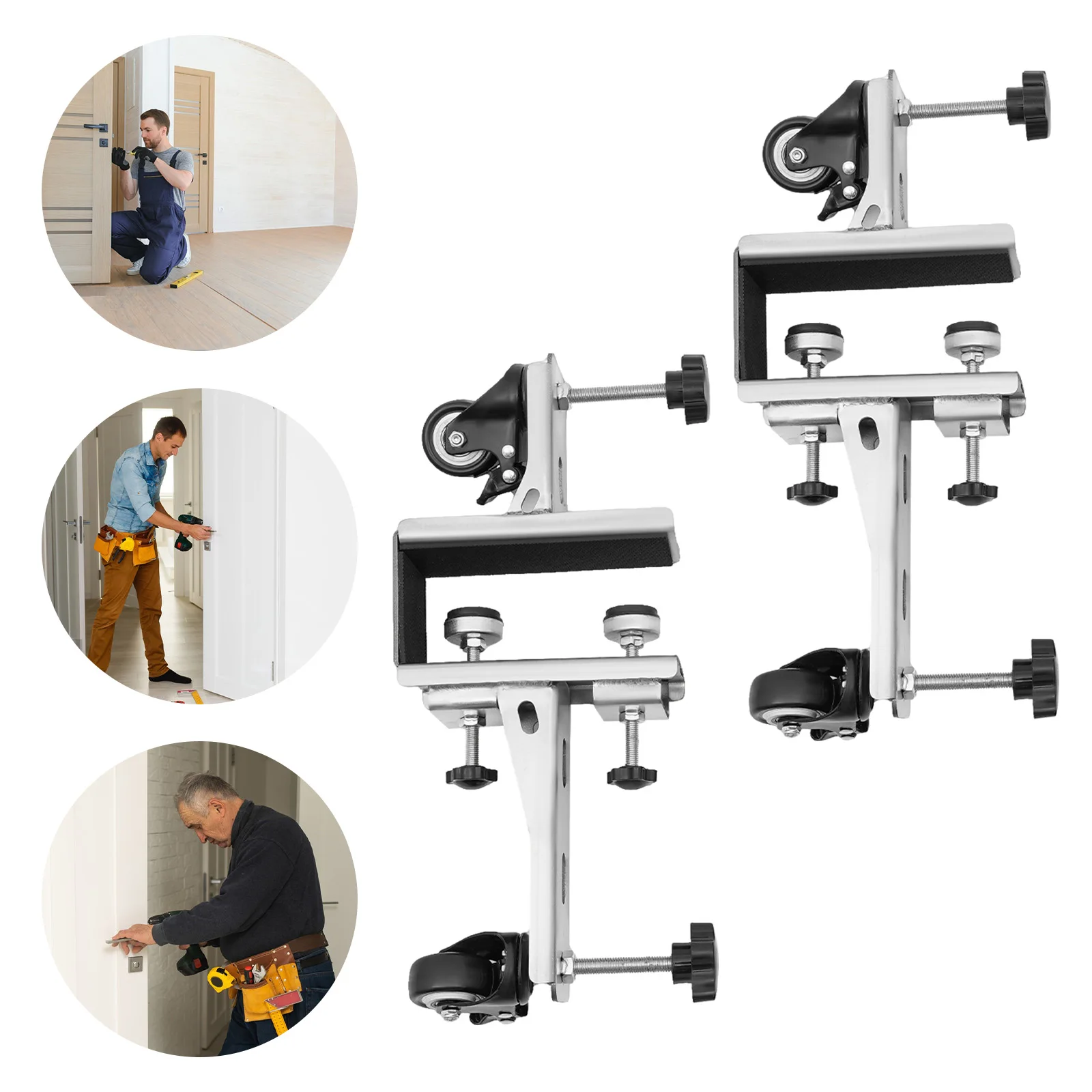 Herramienta de instalación de puertas de 2 piezas, Kit de instalación de puertas de transporte de paneles pesados con 4 soportes de placa de presión de 300 libras