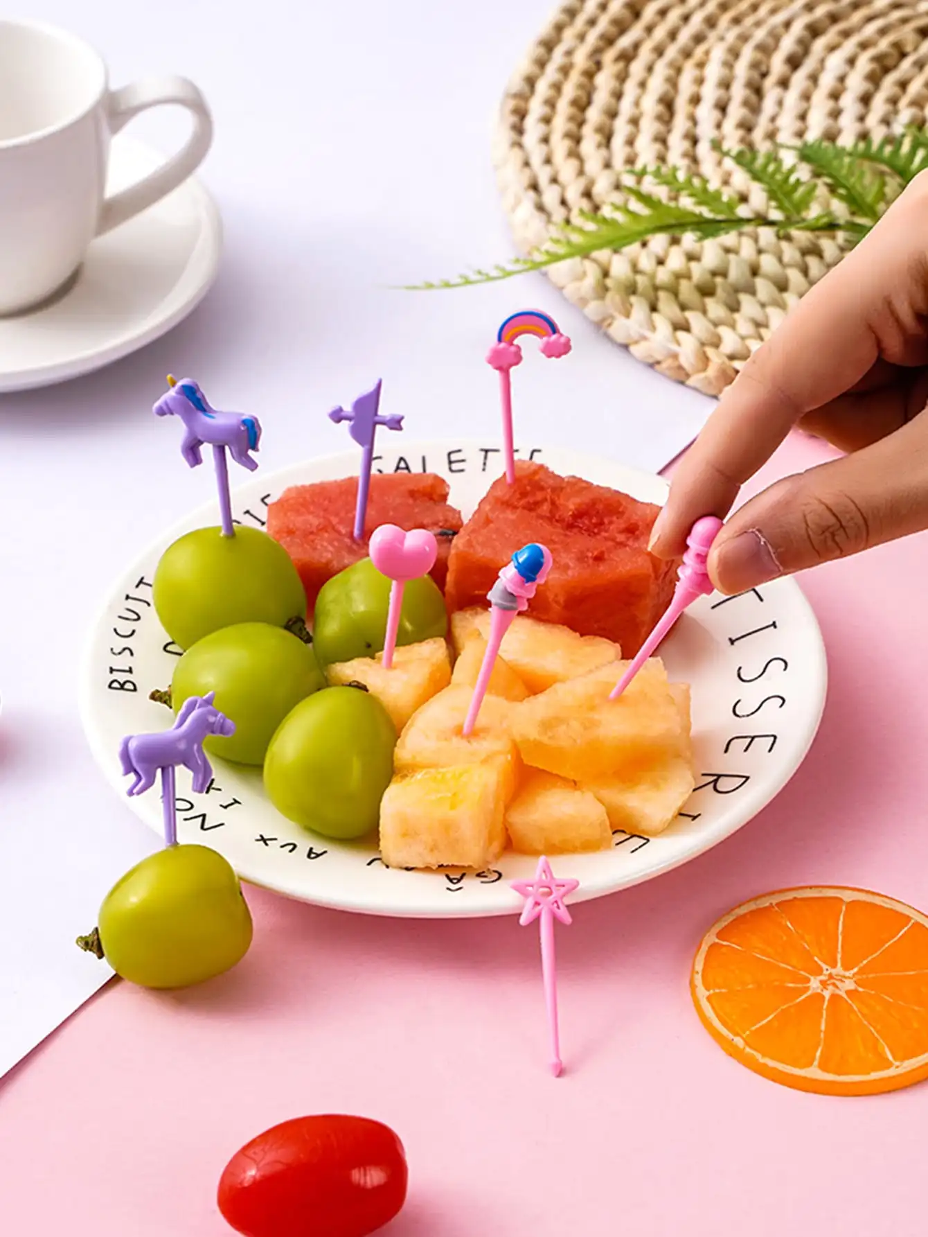 Einhorn Mini Essen Obst Gabel Set Kind niedlichen Bento Box Dekor Dessert Gabeln Cartoon Zahnstocher Kuchen Dessert Party liefern zufällige Farbe