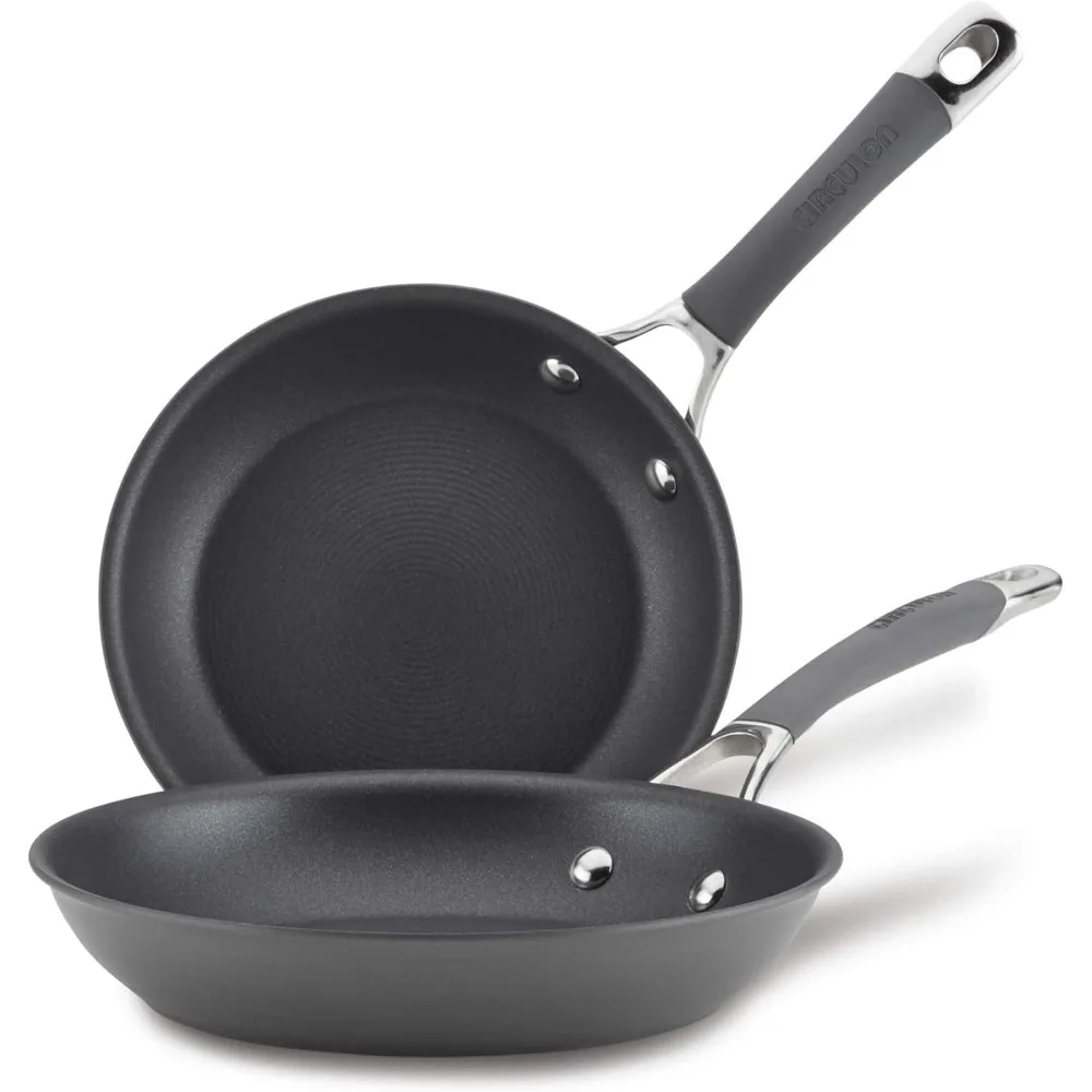 

Набор сковородок из твердого анодированного антипригарного покрытия — 8,5 и 10 дюймов, серый