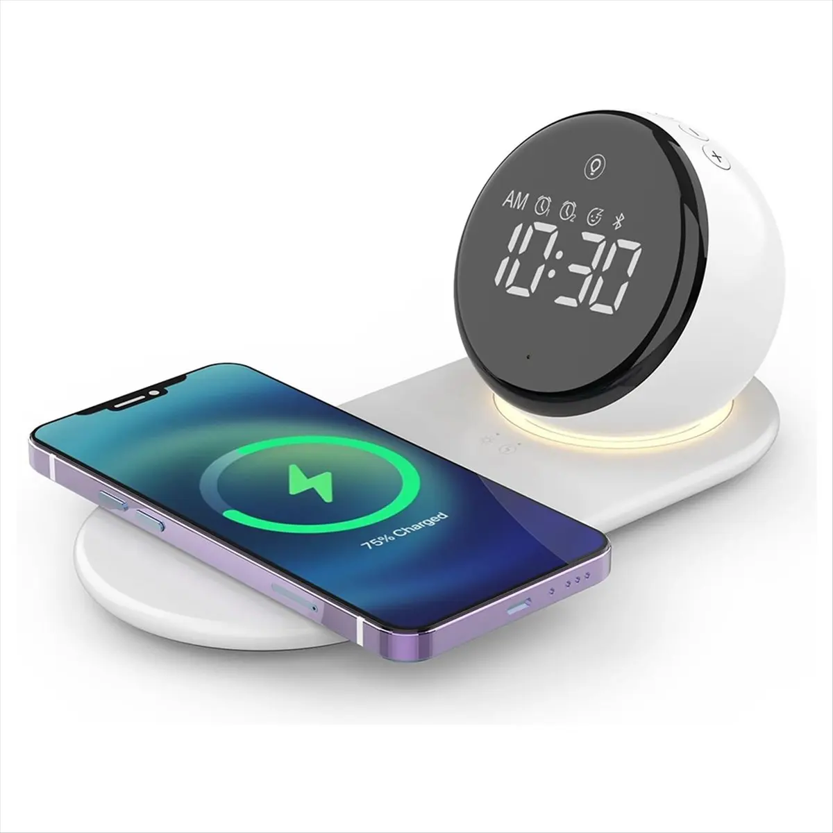 【~ New Y24A】Digital Alarm Clock , Night Lights, 15W Fast Wireless Charger, 3 Level Dimmable Touch Table Lamp with Snooze