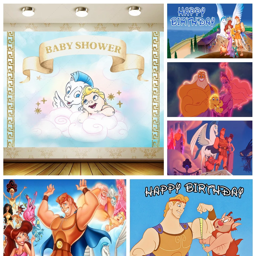 

Hercules Baby Shower Backdrop Kids Boys Birthday Party Cartoon Decoration Photography Studio Superhero Background Props Custom