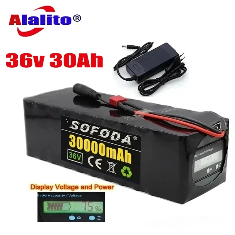 

36V battery 10S4P 30Ah battery pack 1000W high power battery 42V 30000mAh Ebike electric bicycle BMS Capacity Indicator+charger