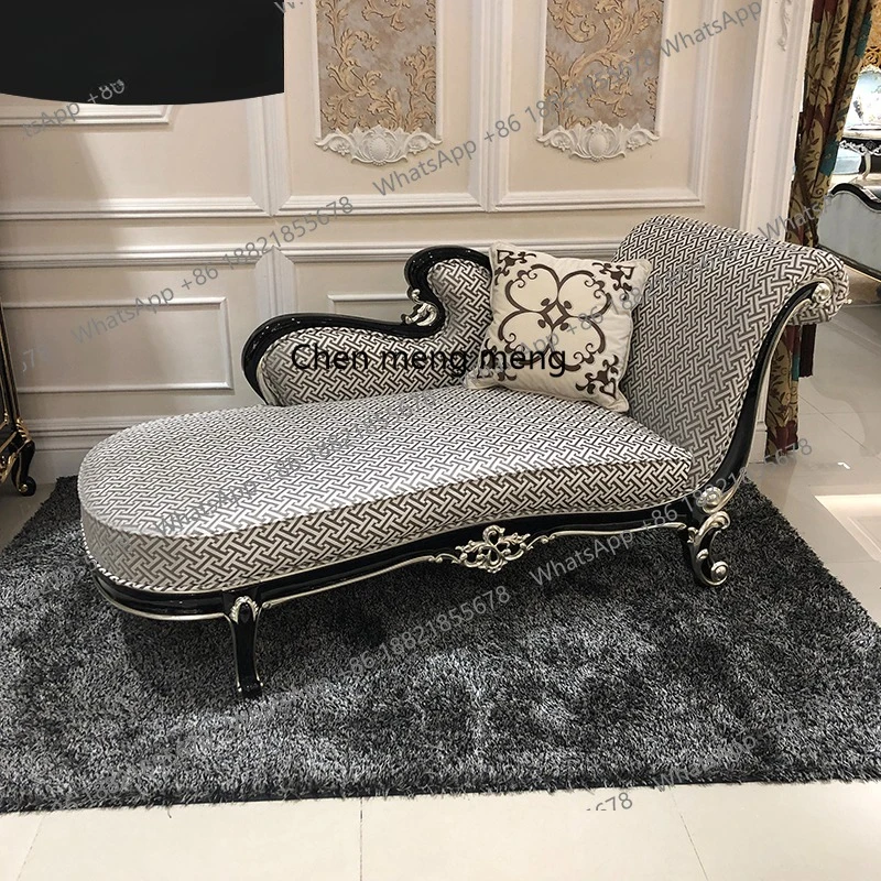 

French European bedroom beauty couch living room solid wood fabric chaise longue sofa single chaise longue