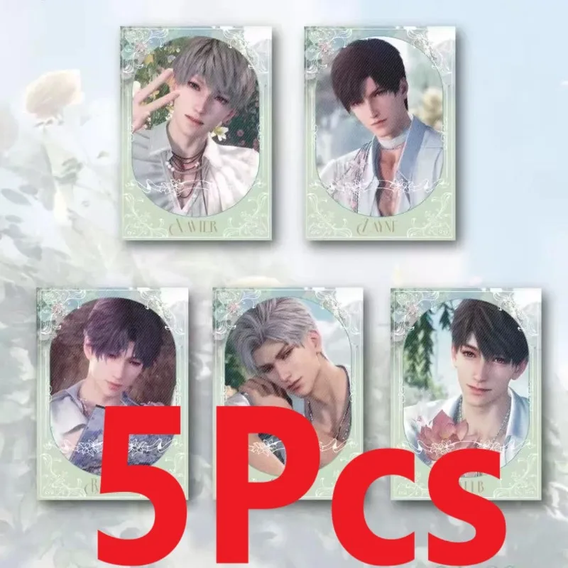 5Pcs/Set Spring flowers Love and Deepspace Laser Card Xavier Zayne Rafayel ralayo Sylus Caleb Cosplay Rounded Corners LOMO Card