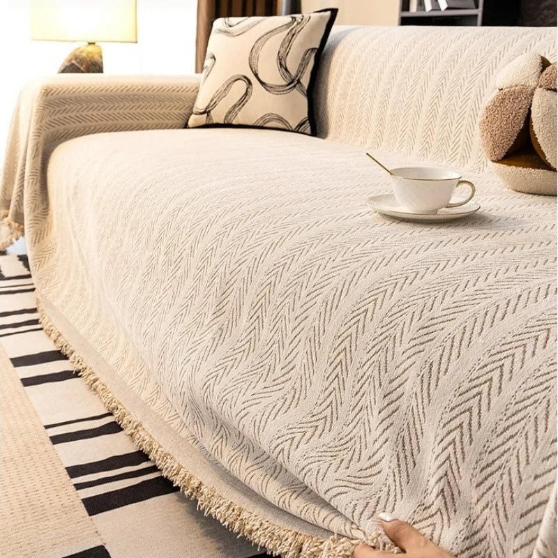Herringbone Chenille Sofa Cover for Living Room One Piece Couch Protector Soft Sofa Throw Blanket Universal All Season Slipcover