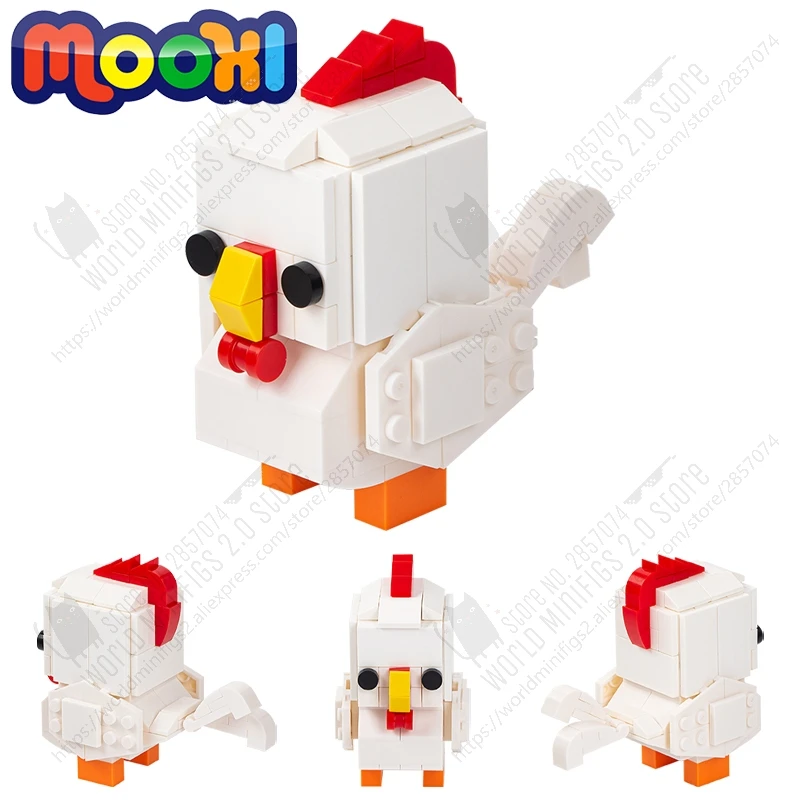 MOC1035 DIY Little Chicken Brickheadzed Buiding Blocks Creativity Cartoon Animals Model Decoration Assemble Bricks Toys For Kids