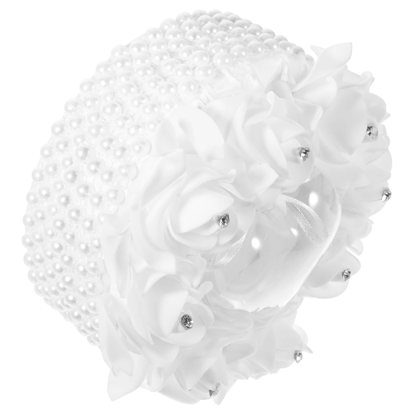

1pc Pearl Rose Ring Case Wedding Soft Material Wedding Ring Cushion Lace Design Exquisite Craftsmanship