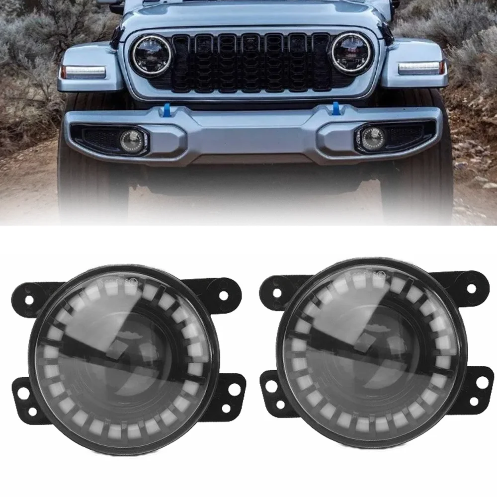 2PCS 4 Inch Round Fog Lamps Light White DRL Amber Turn Signal Lamp LED Fog Light For Jeep Wrangler JK TJ Dodge Journey ATV
