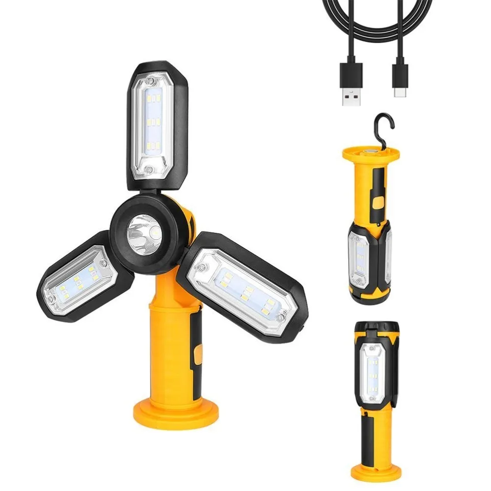 Durable Rechargeable Camping Lanterns Foldable With Hook Portable Rechargeable Light LED Work Light Outdoor Emergency