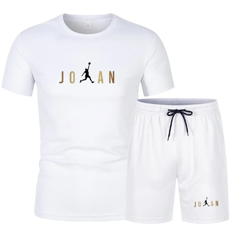 

2026 summer men's short sleeved set, casual and fashionable quick drying sports two-piece set, breathable and comfortable top an