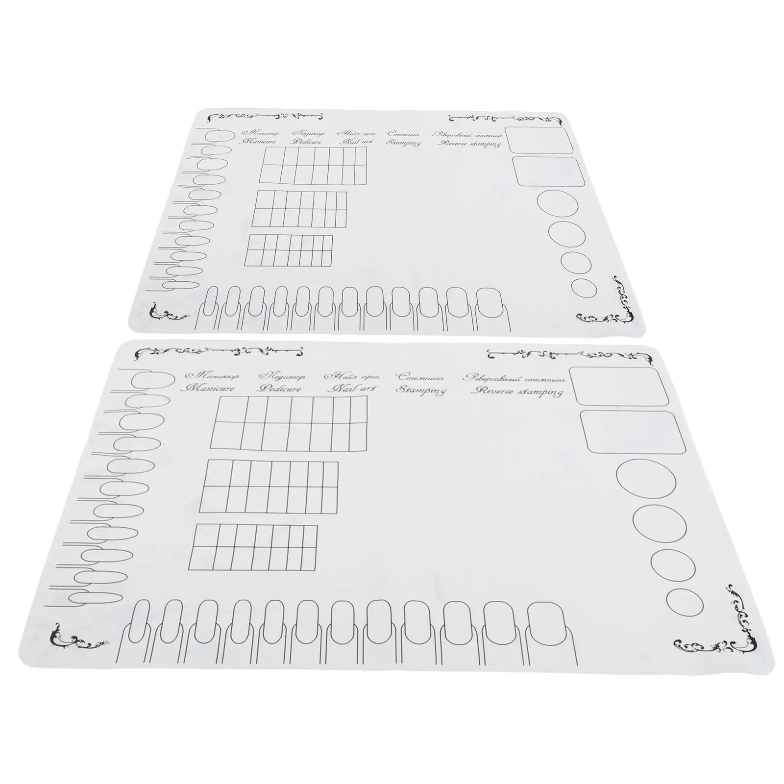 

Набор из 2 силиконовых ковриков для маникюра 40x30 см, водонепроницаемые, съемные, с цветной палитрой, для тренировок по нейл-арту, для рабочего места мастера, с подставкой для рук
