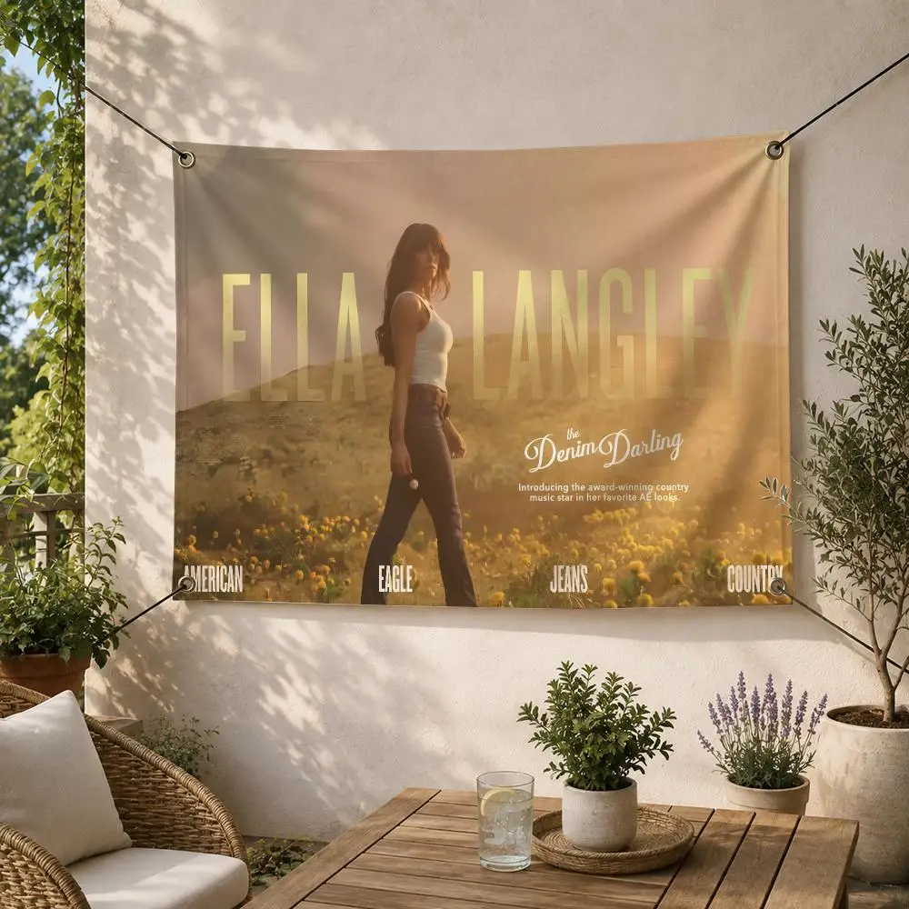 Country Singer E-Ella Langley Flags Decorative Flag Banner for Outdoor Garden Yard Camping Party Home Wall Hanging Decor