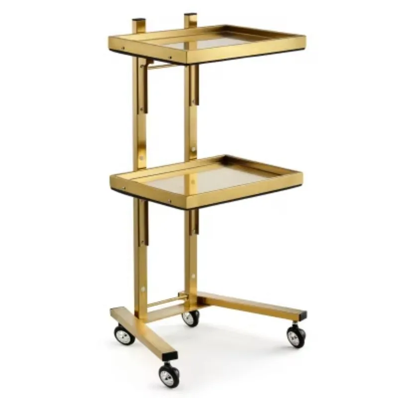 Stainless Steel Foldable Tool Cart Beauty Salon/Barber Shop Trolley Storage workbench supermarket 2-tier tool cart