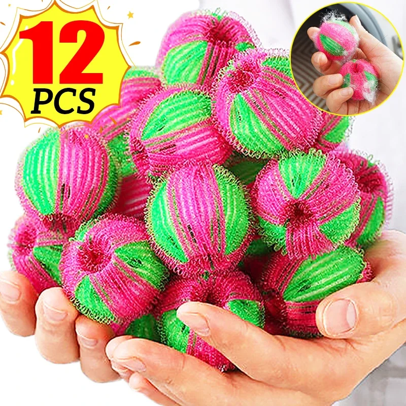 

12PCS Washing Machine Hair Filter Floating Fur Lint Hair Remover Catcher Reusable Laundry Ball Dirty Collection Cleaning Balls